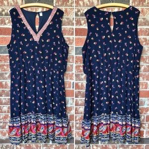 Old Navy Floral Dress with Embroidered Neckline